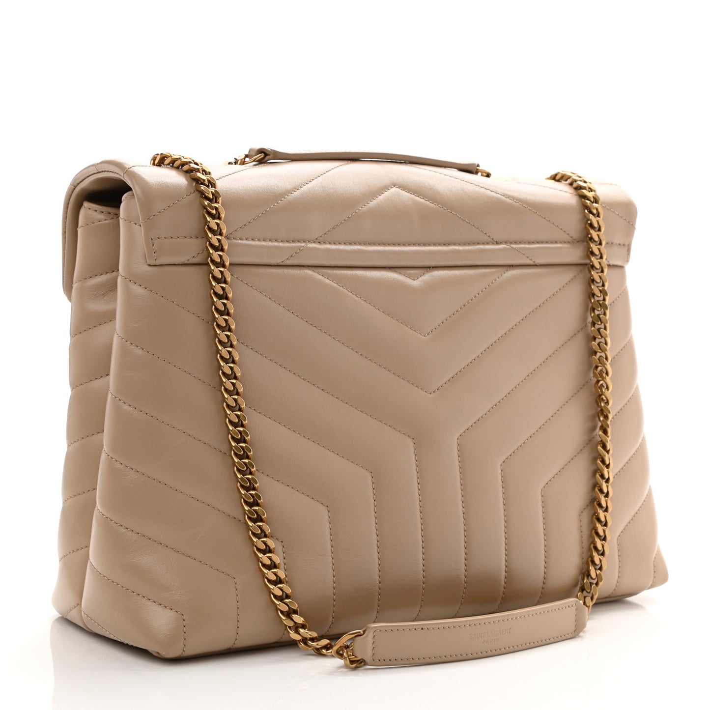 Calfskin Y Quilted Monogram Medium Loulou Chain Satchel Dark Beige
