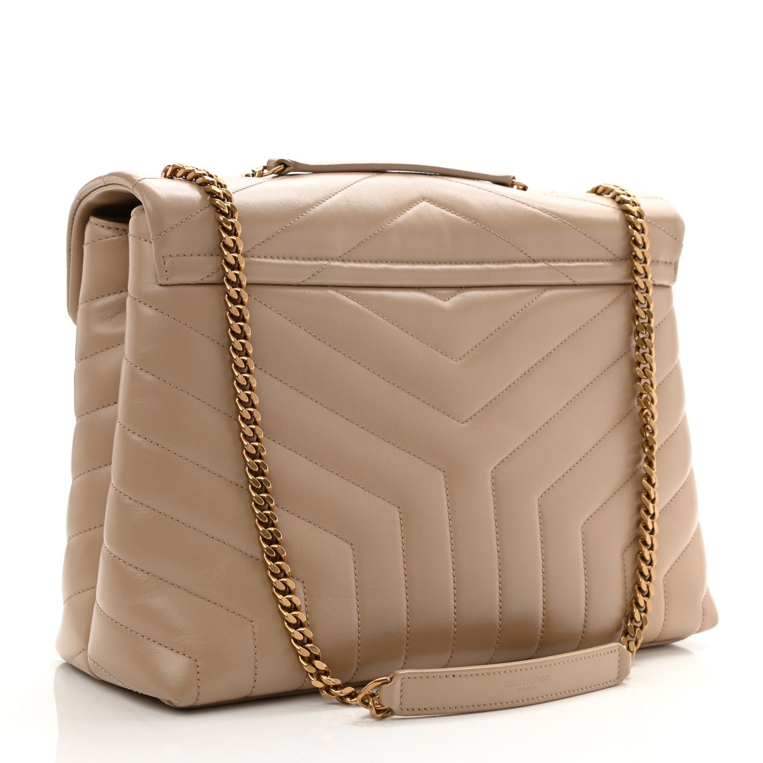 Saint Laurent Calfskin Y Quilted Monogram Medium Loulou Chain Satchel Dark Beige 3 of 12