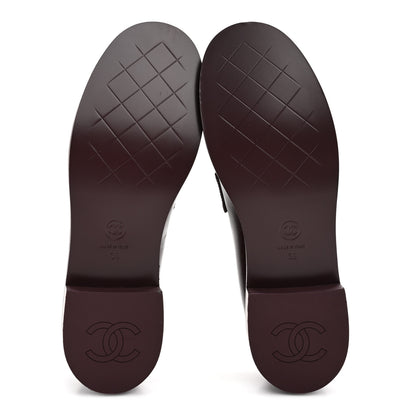 Chanel Shiny Calfskin CC Mocassin Loafers 39 Burgundy 11 of 18