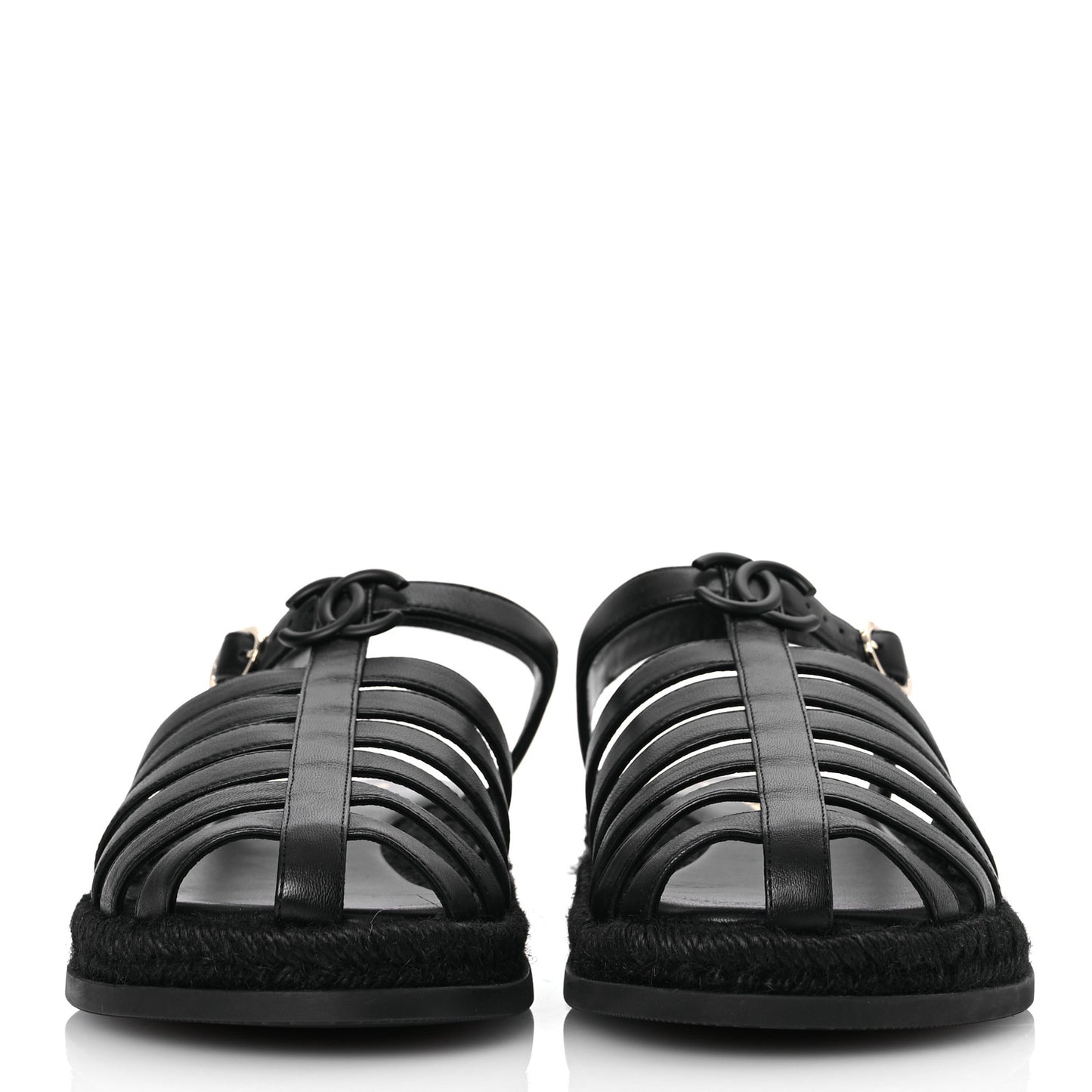 Lambskin Espadrille Sandals 41 Black