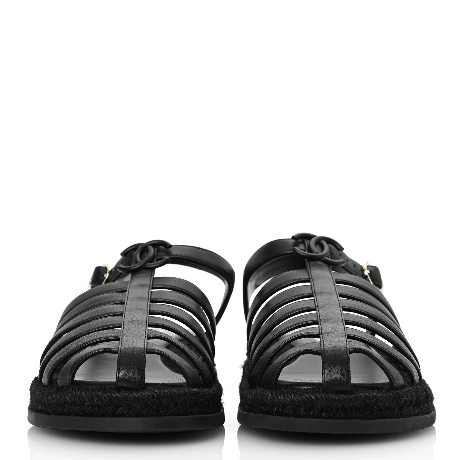 Chanel Lambskin Espadrille Sandals 41 Black 3 of 14