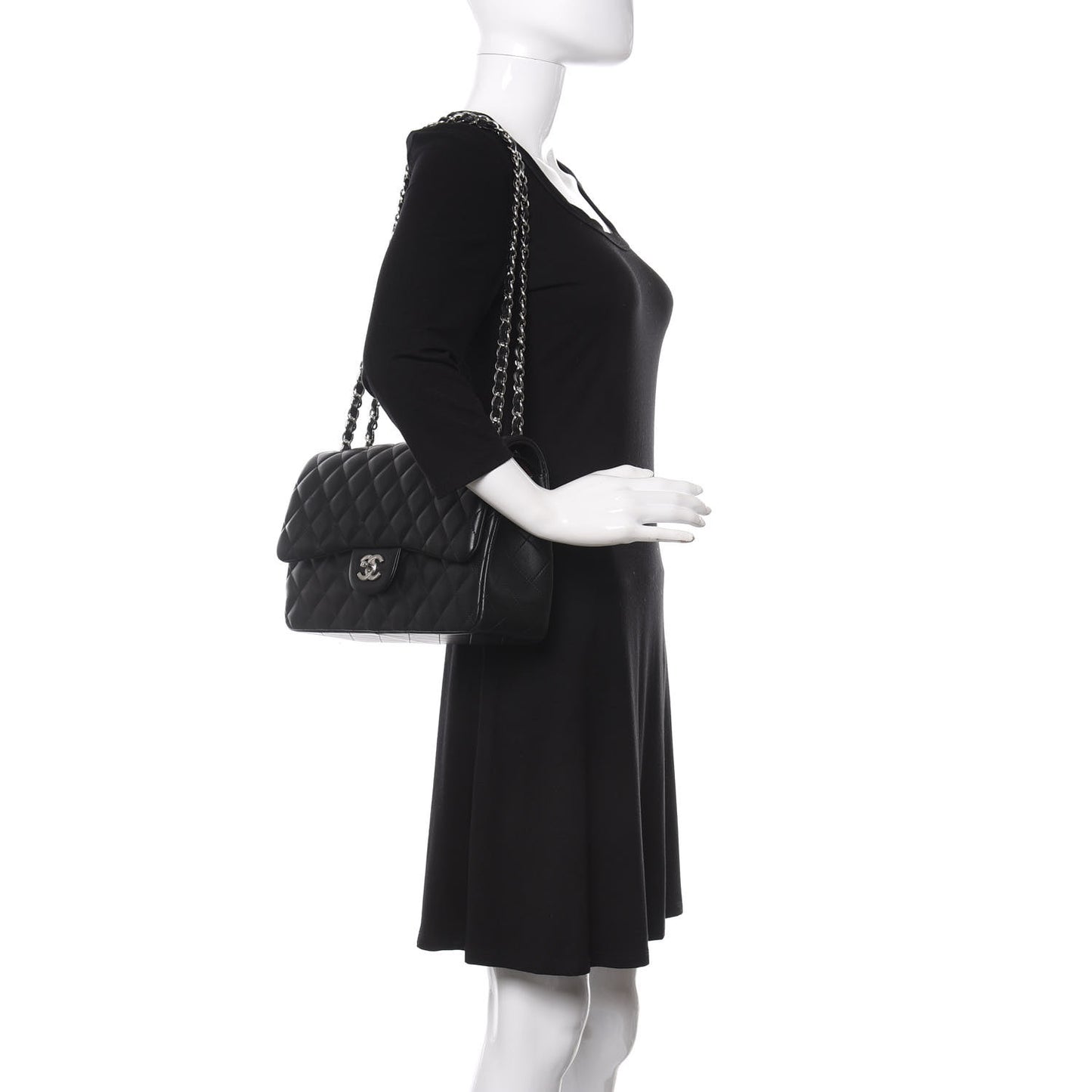 Lambskin Quilted Jumbo Double Flap Black