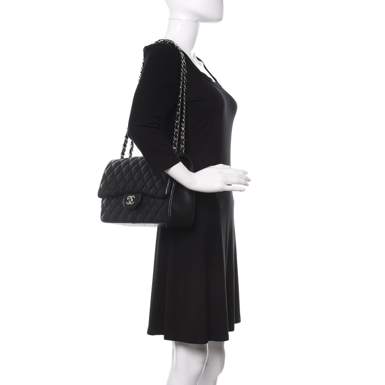 Chanel Lambskin Quilted Jumbo Double Flap Black 2 of 11