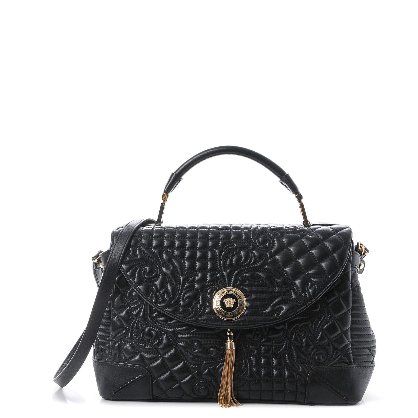 Barocco Quilted Nappa Altea Vanitas Satchel Black