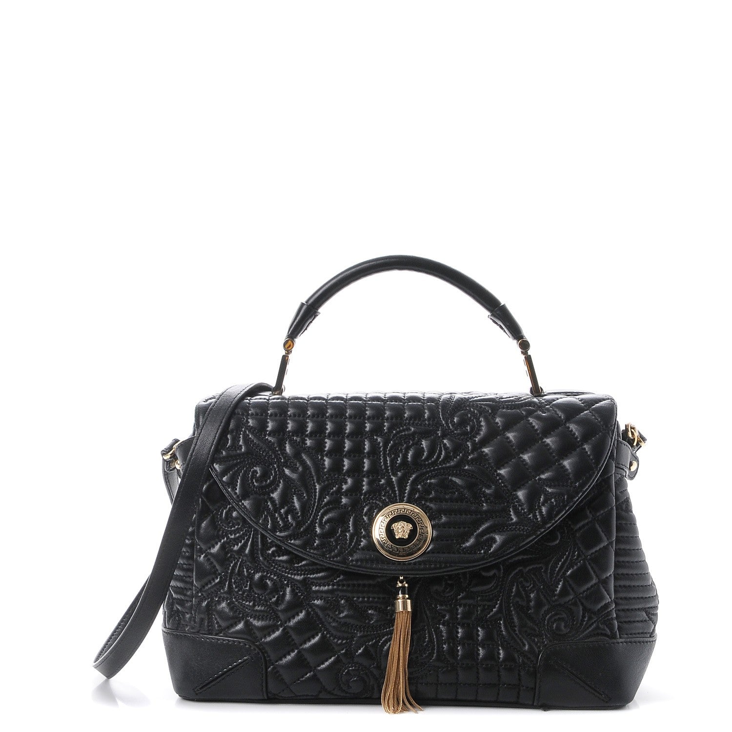 Versace Barocco Quilted Nappa Altea Vanitas Satchel Black 1 of 9