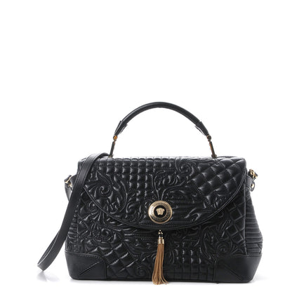 Versace Barocco Quilted Nappa Altea Vanitas Satchel Black 1 of 9