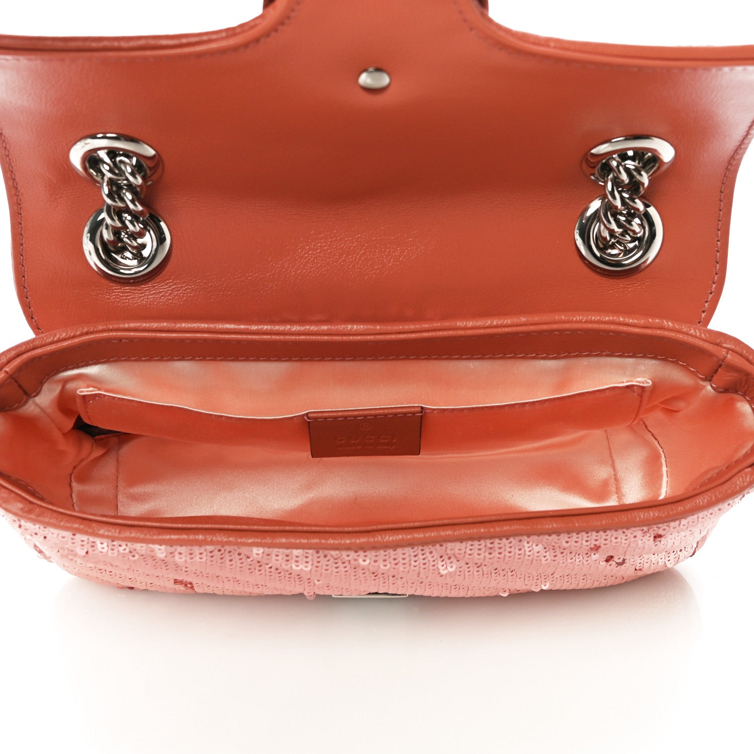 Gucci Sequin Matelasse Diagonal Mini GG Marmont Shoulder Bag Antique Rose Rosa Pale Pink 4 of 11