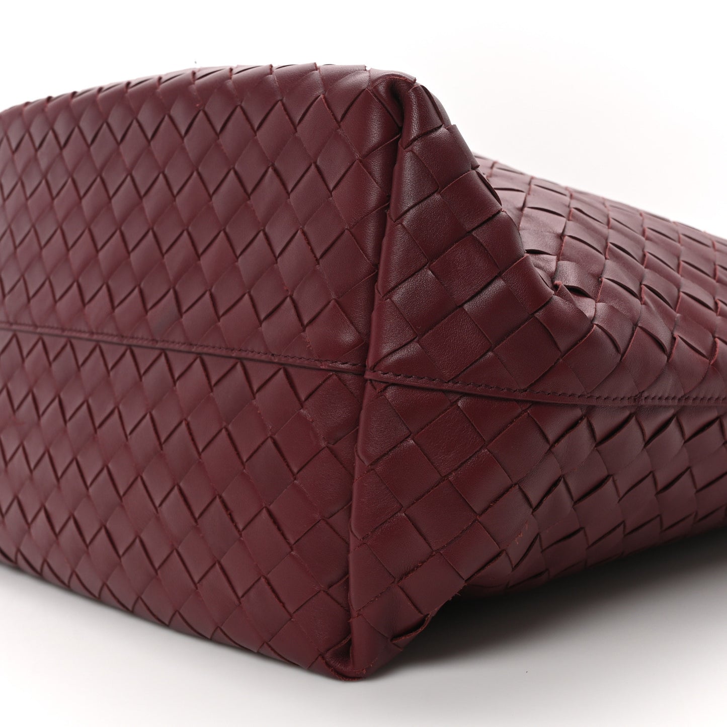 Calfskin Intrecciato Large North South Tote Bag Burgundy