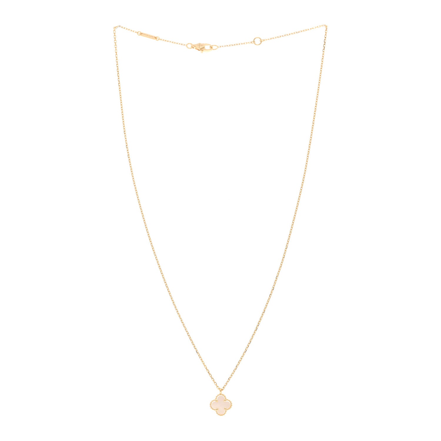 Van Cleef & Arpels 18K Yellow Gold Mother of Pearl Sweet Alhambra Pendant Necklace 3 of 4