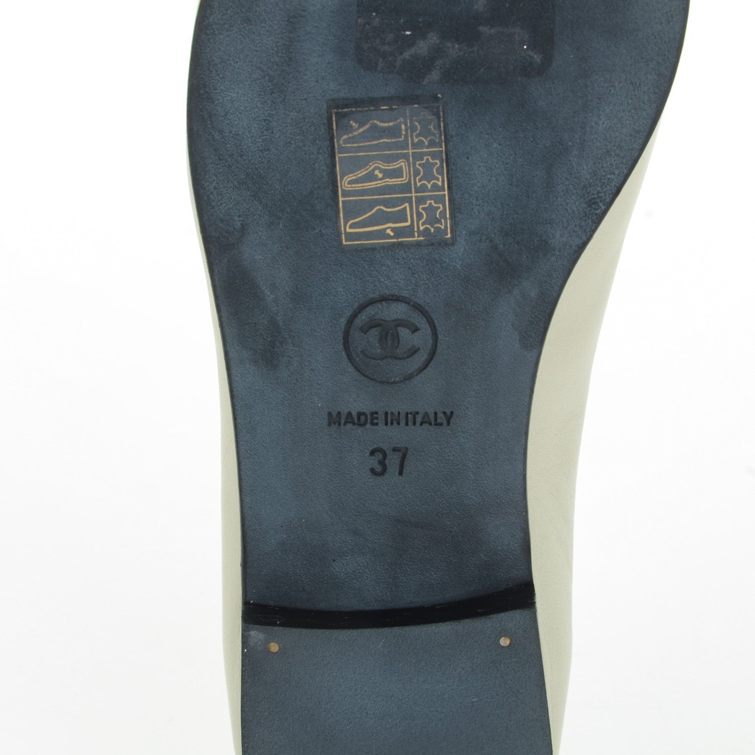Chanel Lambskin Patent Cap Toe Ballerina Flats 37 Light Green Black 6 of 9