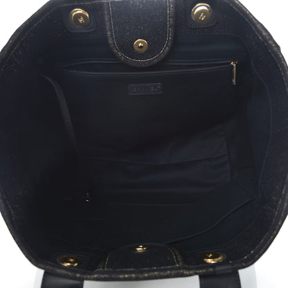 Chanel Lurex Canvas Medium Deauville Tote Navy Blue Gold 5 of 10