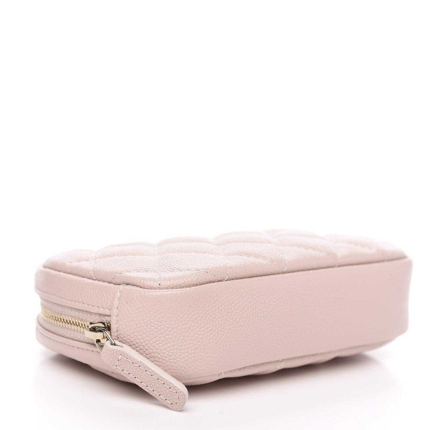 Caviar Quilted Small Curvy Pouch Cosmetic Case Light Pink