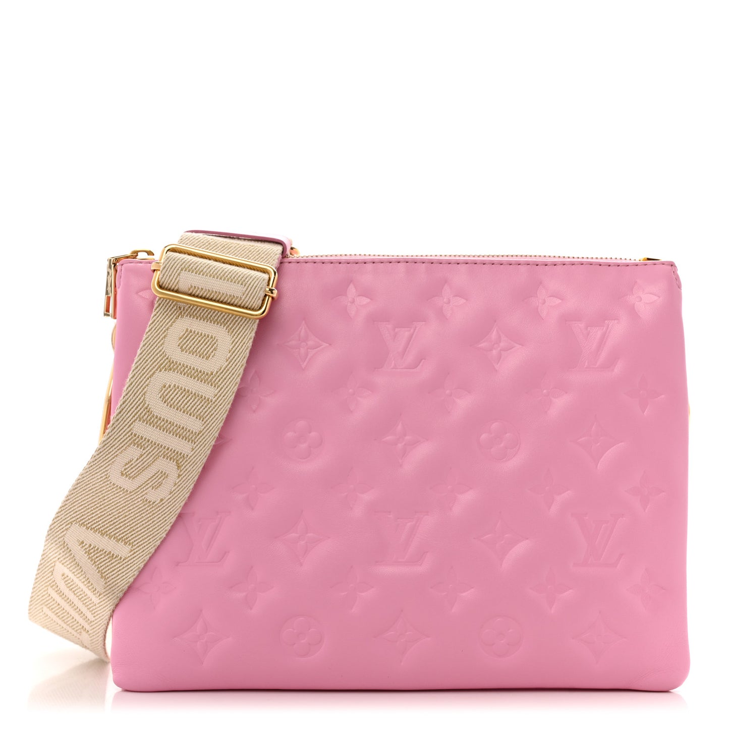 Lambskin Embossed Monogram Coussin PM Rose Bonbon