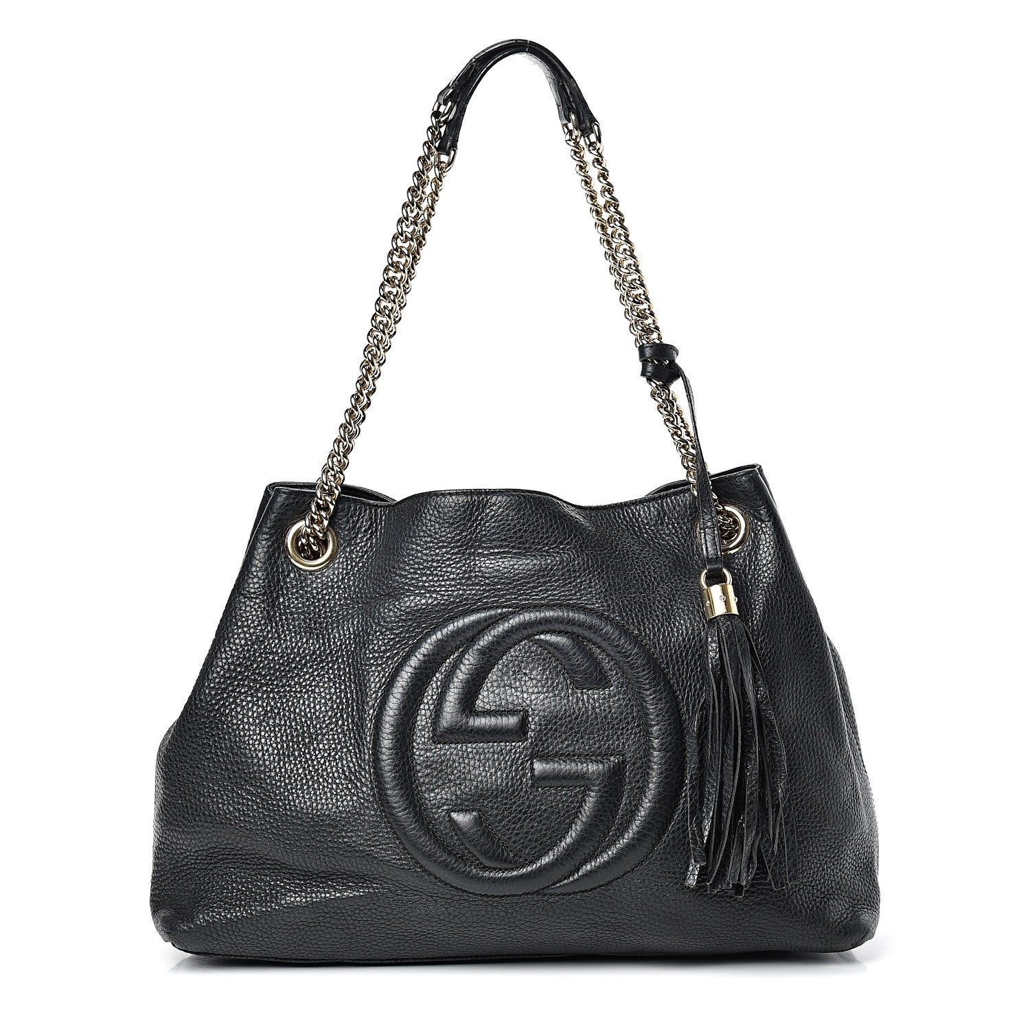 Gucci Pebbled Calfskin Medium Soho Chain Shoulder Bag Black 1 of 29