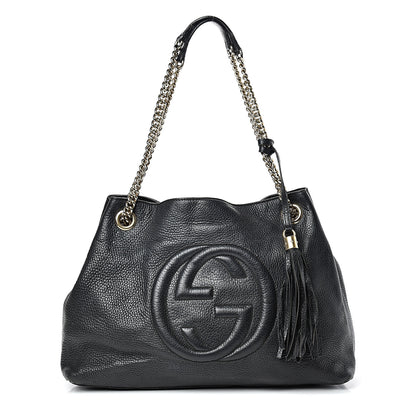 Gucci Pebbled Calfskin Medium Soho Chain Shoulder Bag Black 1 of 29