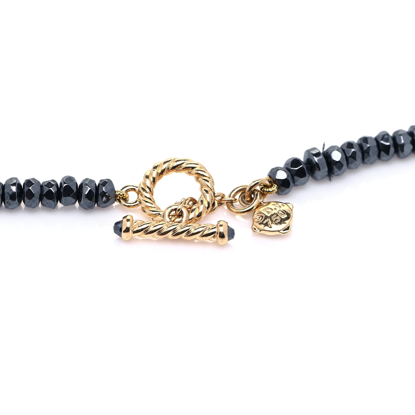 18K Yellow Gold Hematine Black Onyx Cable Berries Tweejoux Necklace 36"