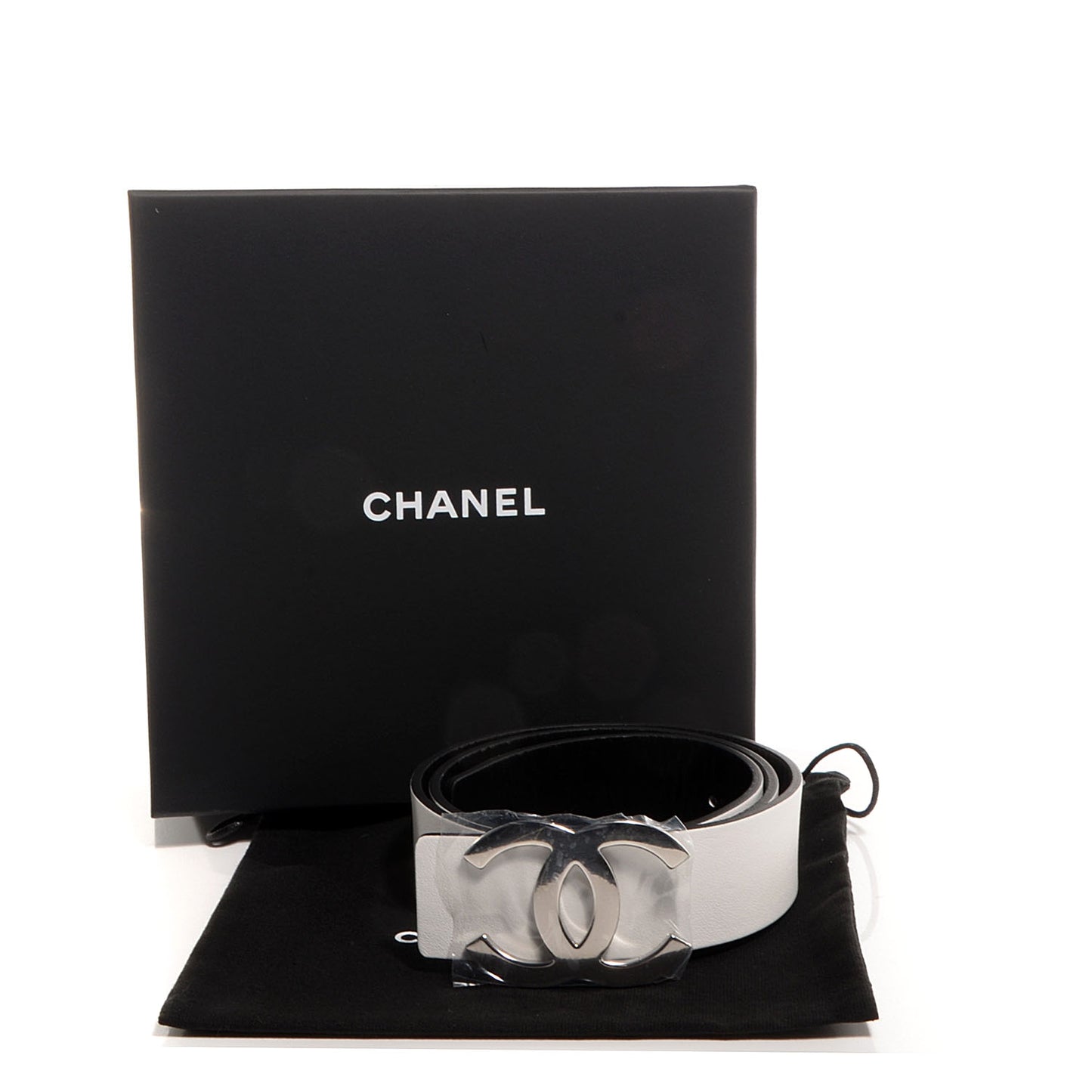 Reversible Leather CC Logo Belt 75 White Black