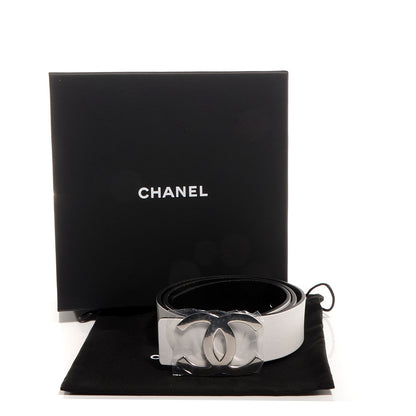 Chanel Reversible Leather CC Logo Belt 75 White Black 6 of 6