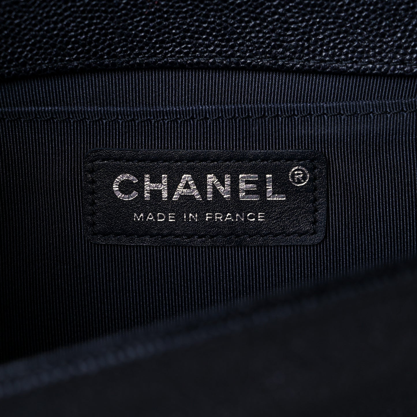 Caviar Chevron Quilted Medium Boy Flap Navy