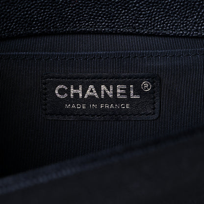 Chanel Caviar Chevron Quilted Medium Boy Flap Navy 6 of 11