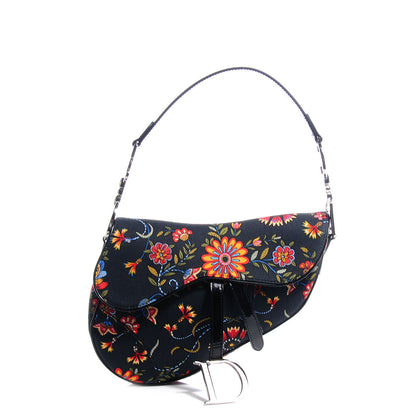 Christian Dior Canvas Floral Saddle Black 1 of 7