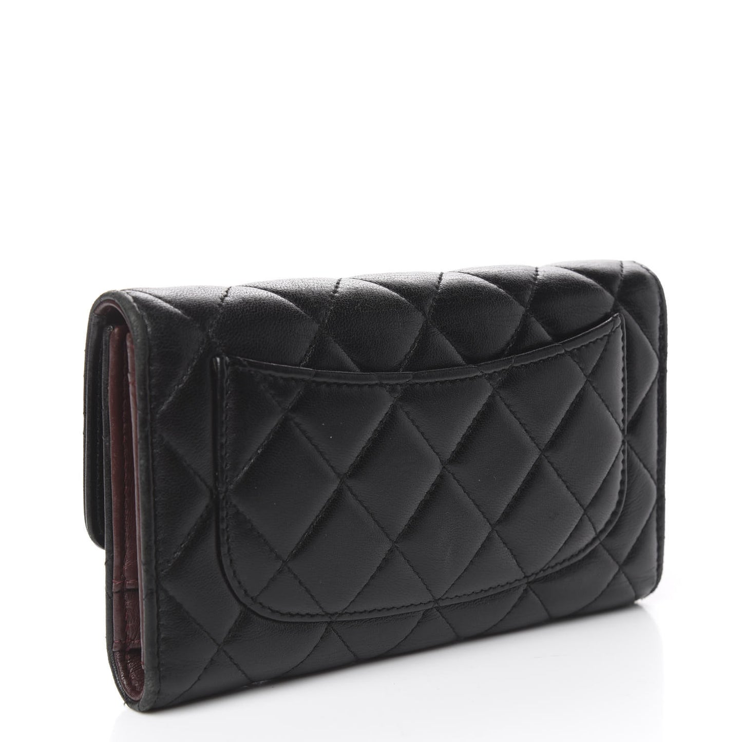 Lambskin Quilted Large Flap Wallet Black