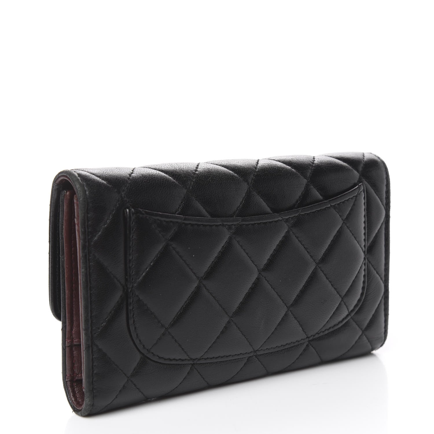 Chanel Lambskin Quilted Large Flap Wallet Black 3 of 9