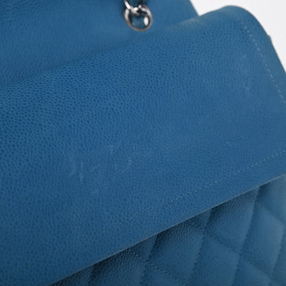 Chanel Iridescent Caviar Quilted Maxi Double Flap Blue 12 of 13