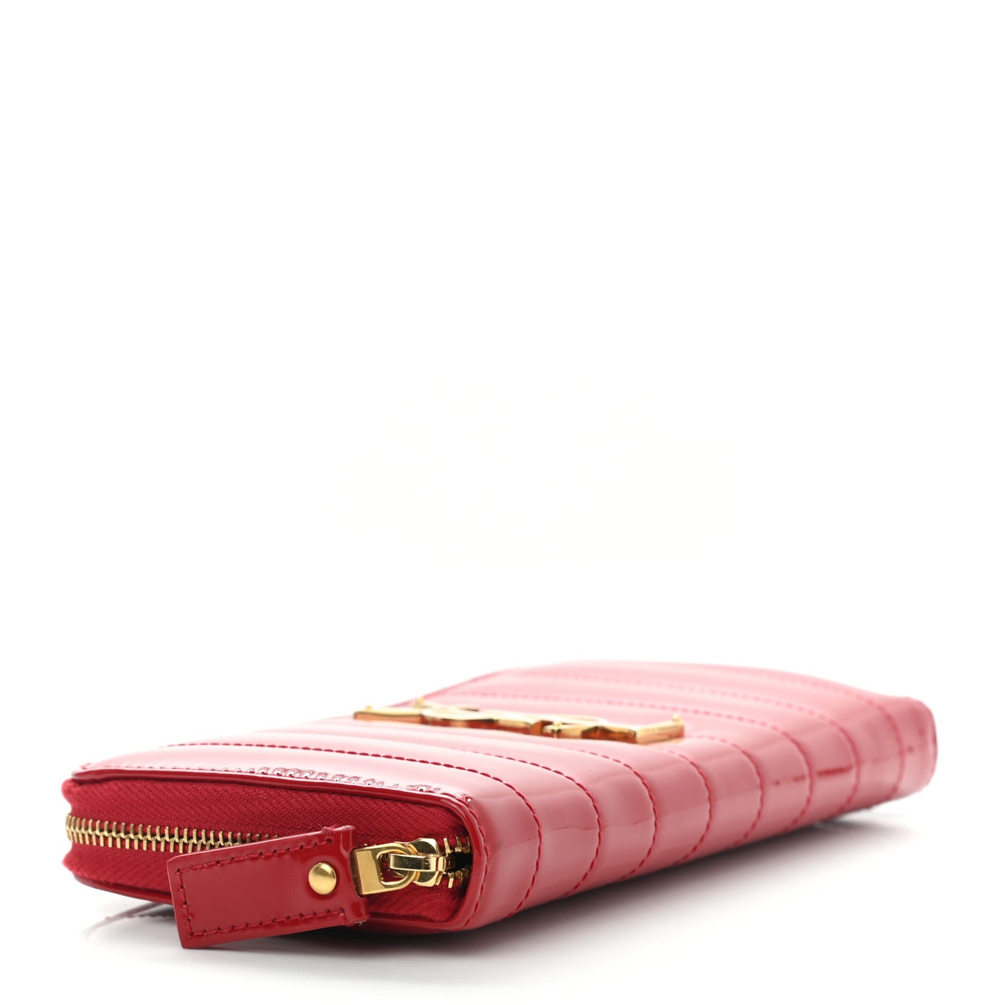 Patent Calfskin Matelasse Monogram Vicky Zip Around Wallet Red