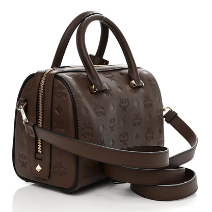MCM Calfskin Ottomar Monogram Essential Boston Bag Chestnut 3 of 9