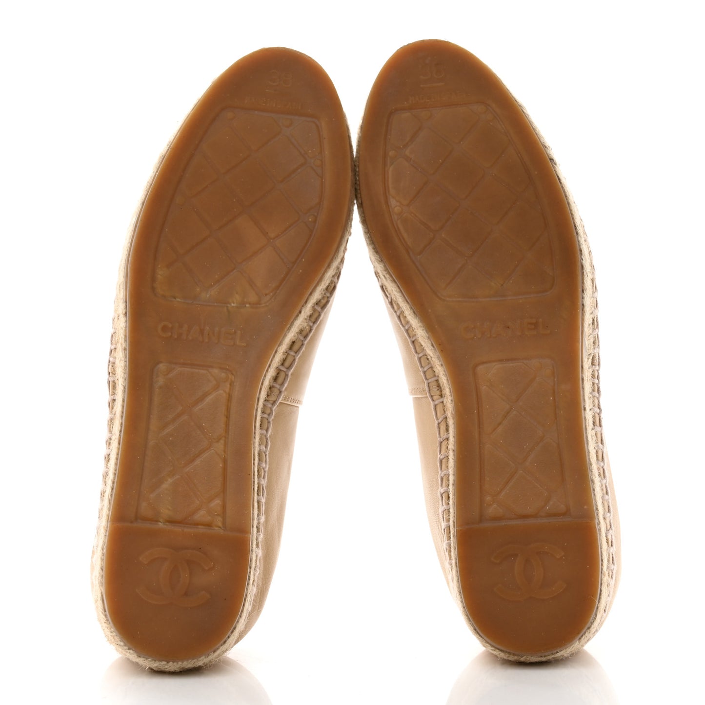 Lambskin CC Espadrilles 38 Beige Black