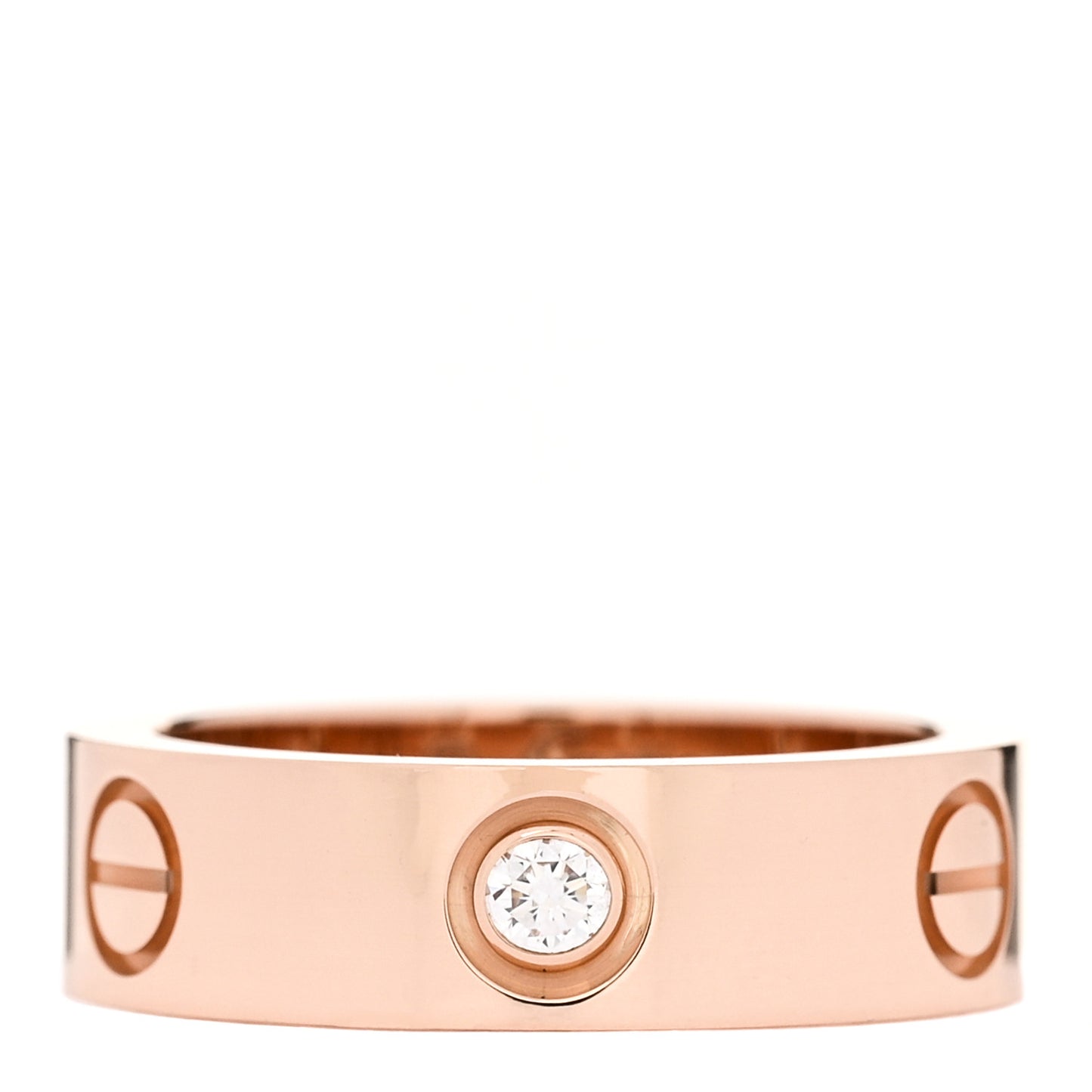 18K Pink Gold 3 Diamond 5.5mm LOVE Ring 52 6