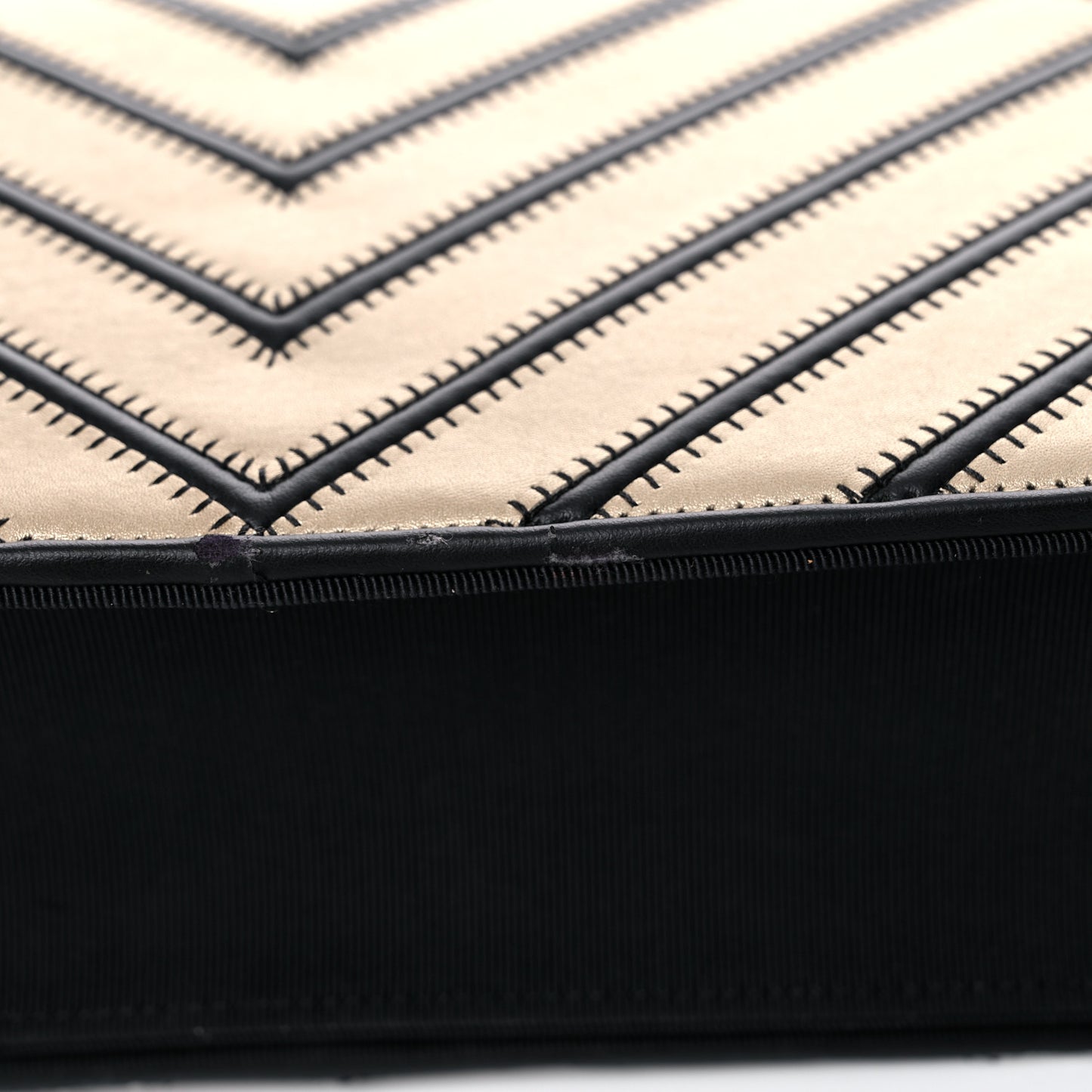 Grosgrain Chevron Quilted Couture Flap Black Gold