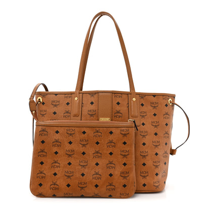 MCM Visetos Medium Liz Reversible Shopper Tote Cognac 3 of 22