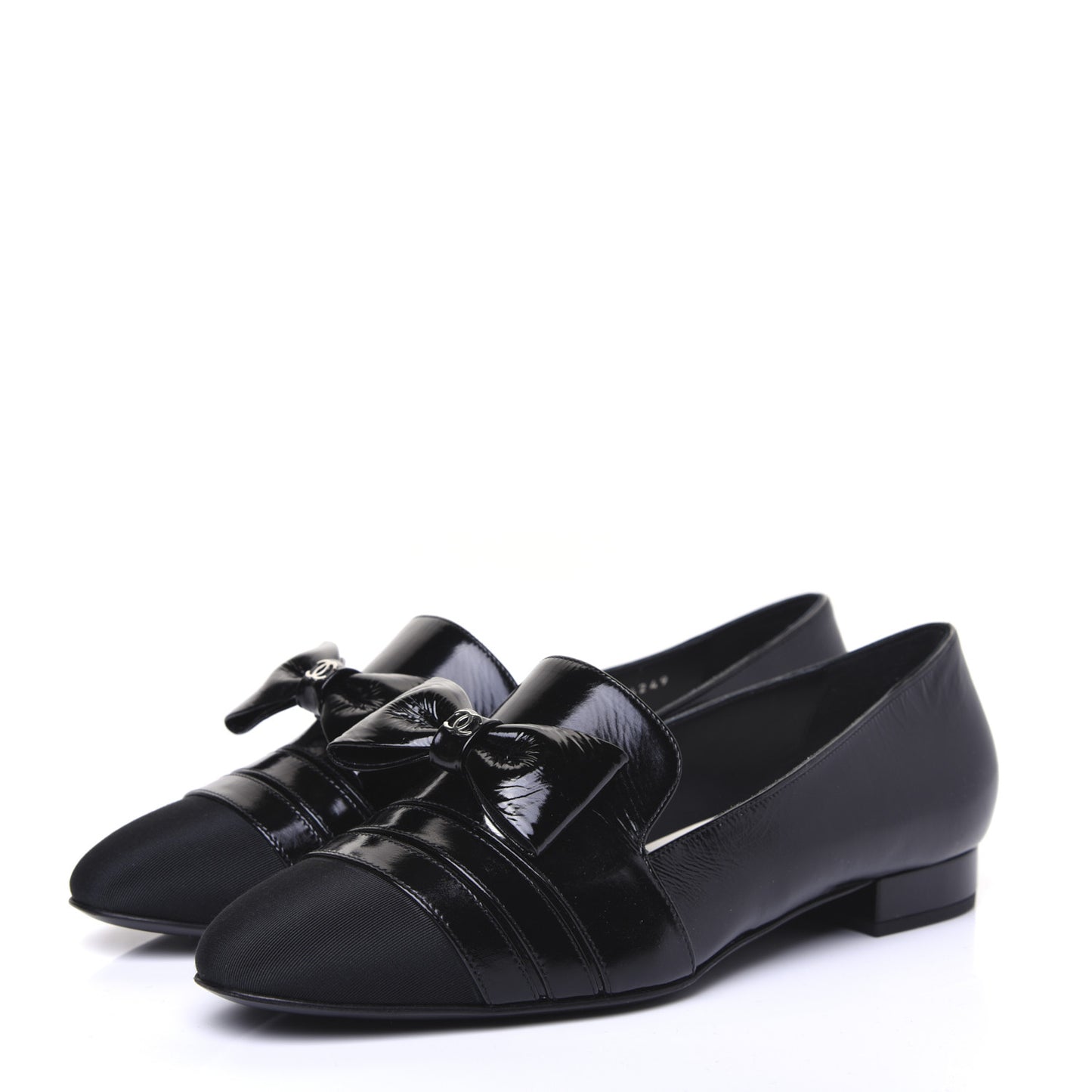 Patent Grosgrain Mocassin Loafers 39 Black