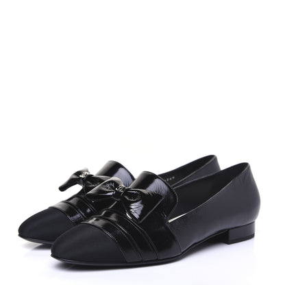 Chanel Patent Grosgrain Mocassin Loafers 39 Black 3 of 9