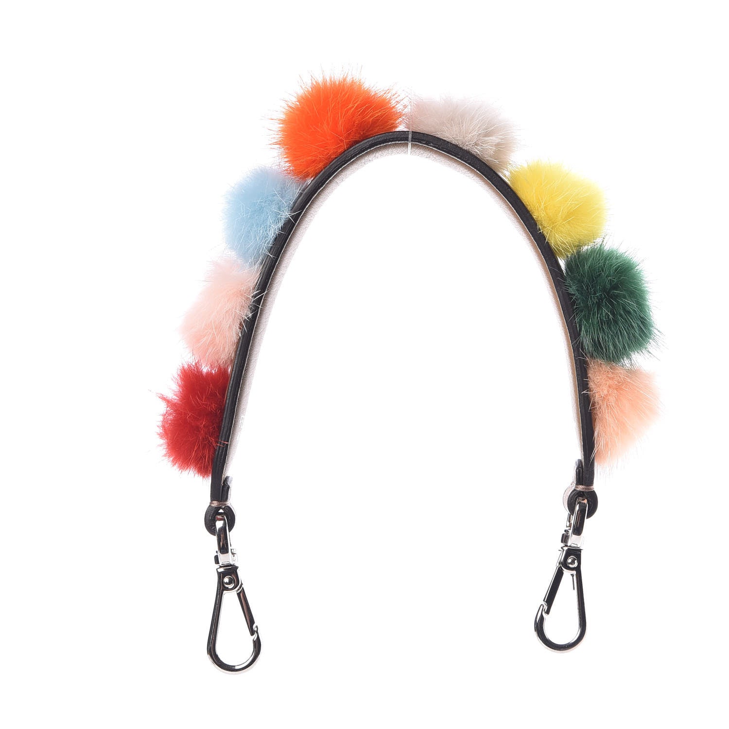Fendi Mink Fur Pom Pom Mini Strap You Brown Grey Multicolor 2 of 5