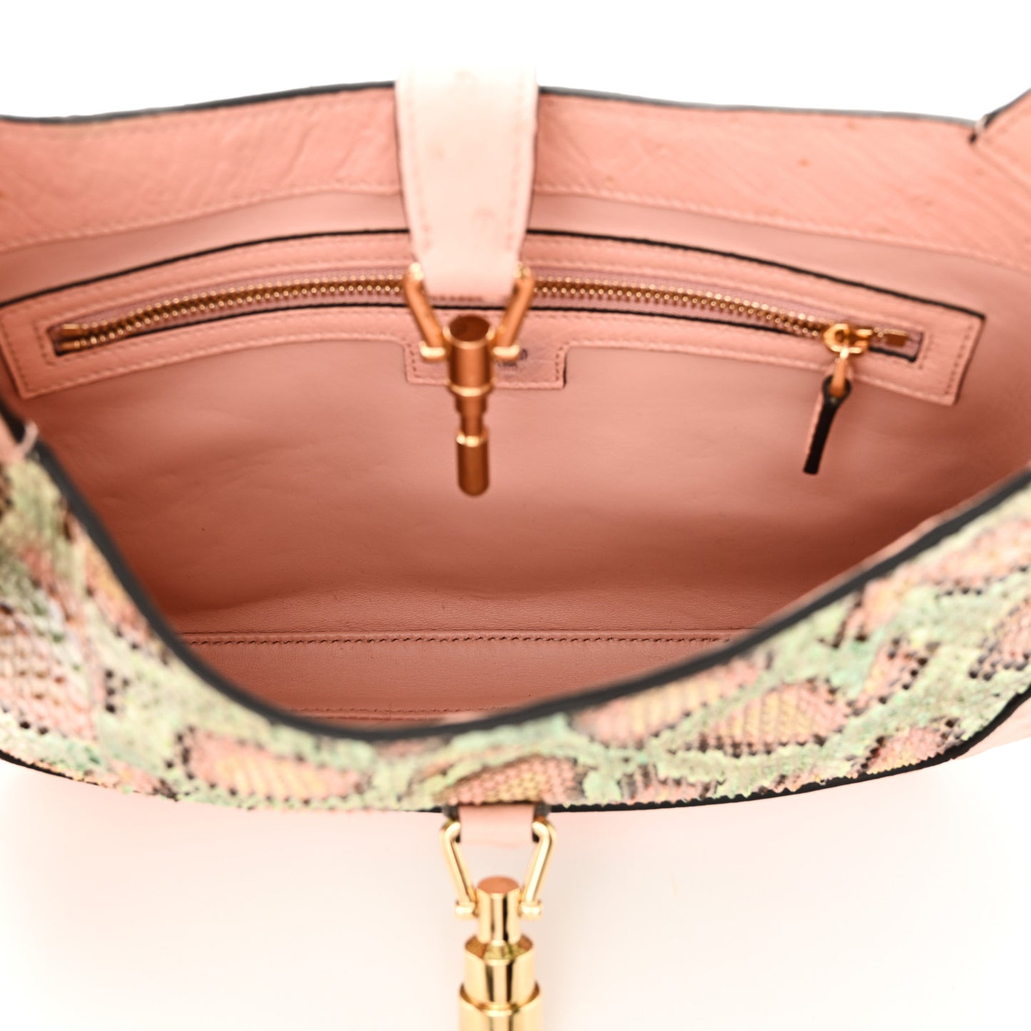 Snakeskin Ostrich Calfskin Small Jackie 1961 Hobo Pink Multicolor