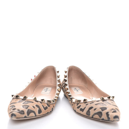 Valentino Garavani Calf Hair Leopard Print Rockstud Ballerina Flats 38 Fucile Al Campion 15 of 23