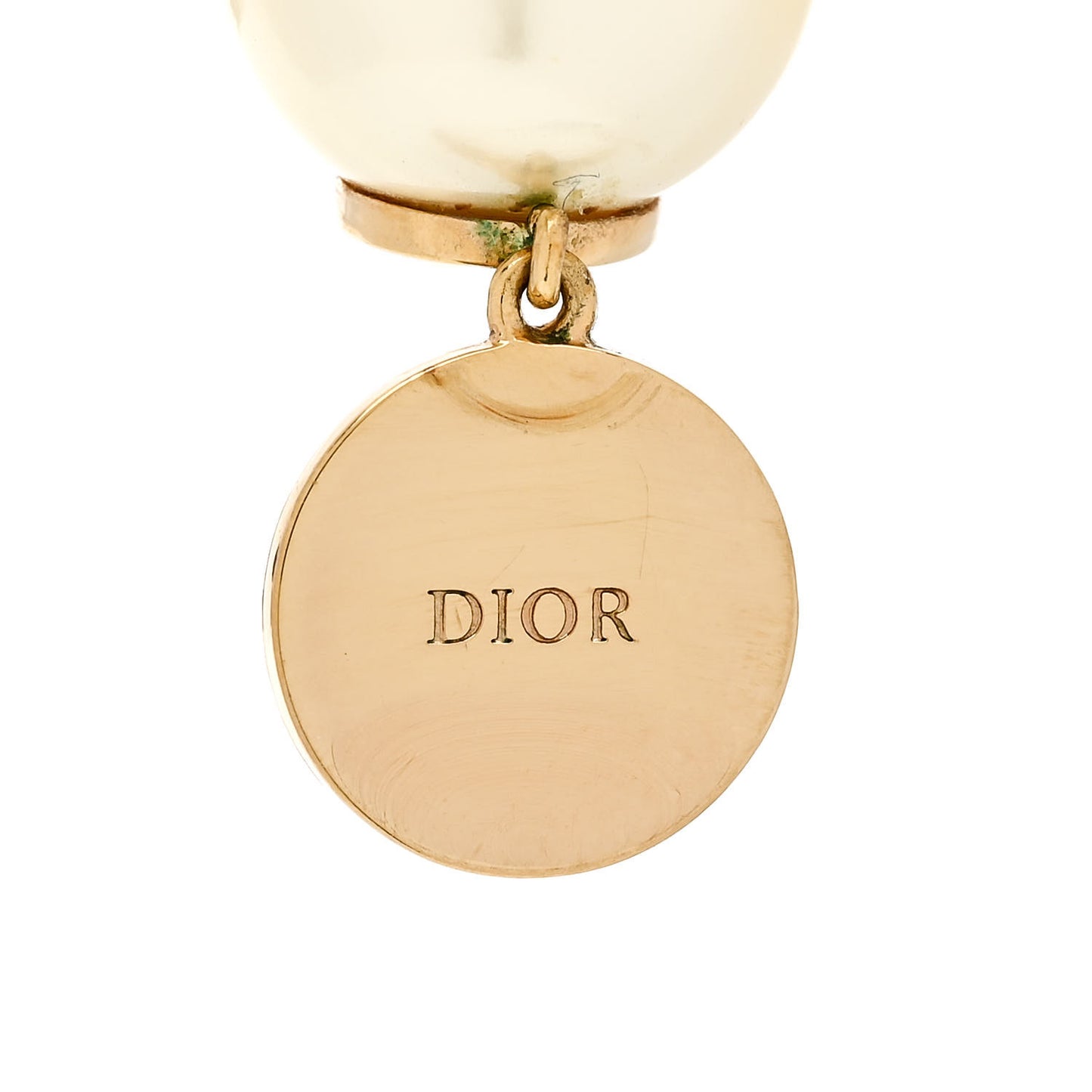 CHRISTIAN DIOR Pearl Logo Tribal Earrings Gold Black