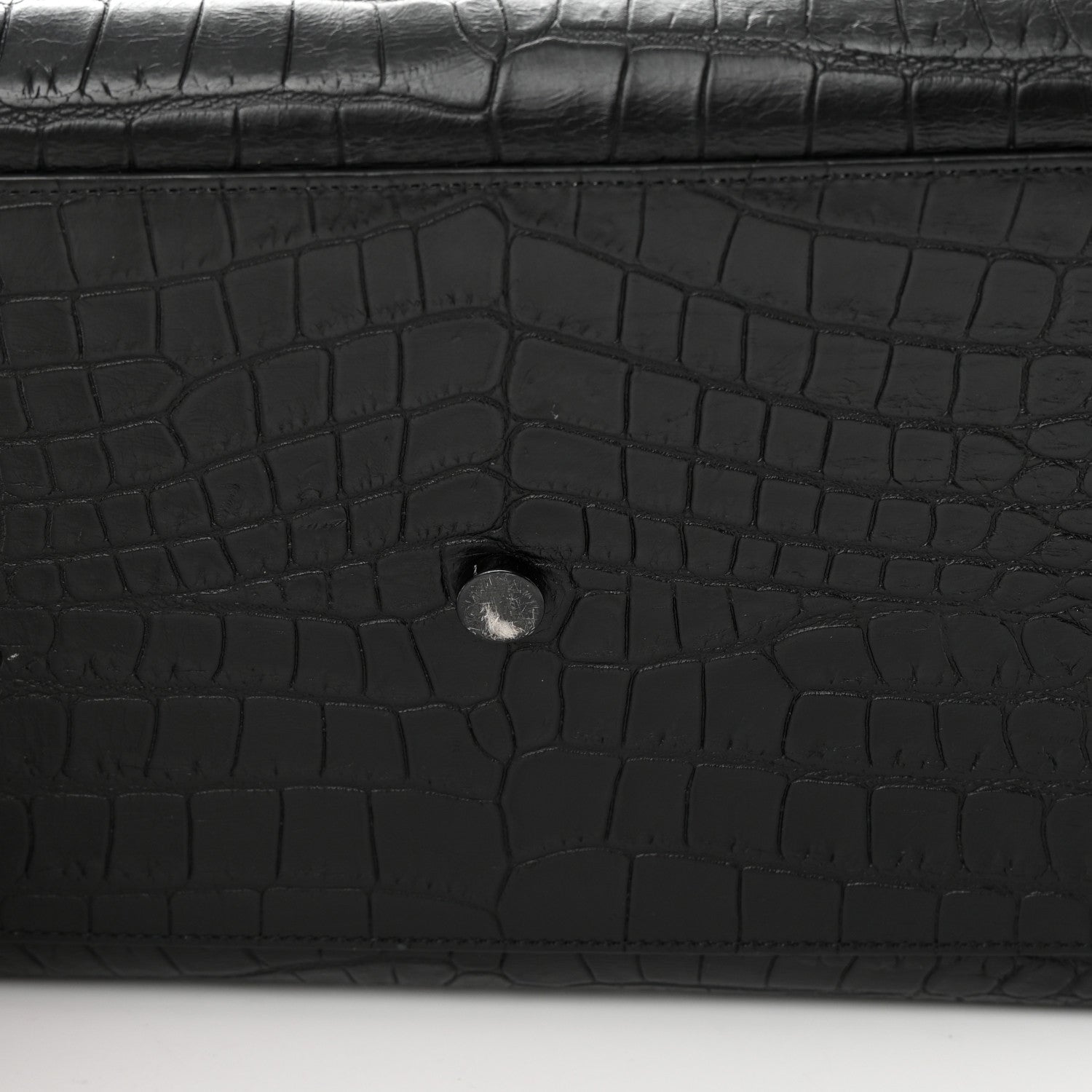 Saint Laurent Calfskin Crocodile Embossed Large Sac De Jour Carryall Black 19 of 26