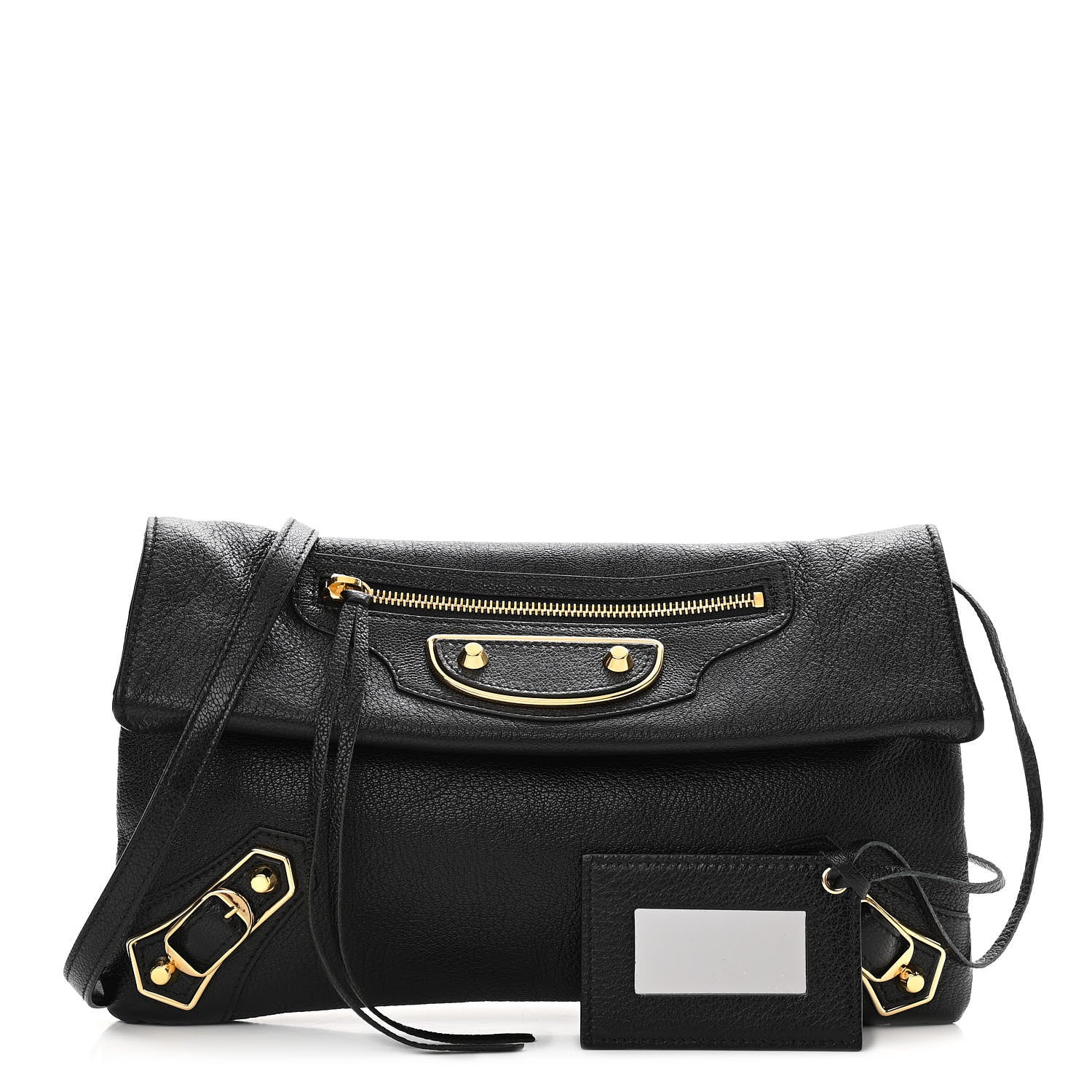 Balenciaga Chevre Gold Metallic Edge Hardware Envelope Clutch Black 1 of 9