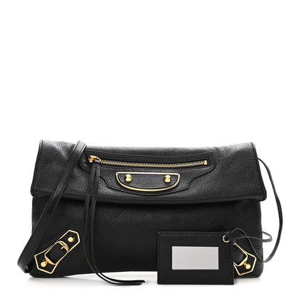 Balenciaga Chevre Gold Metallic Edge Hardware Envelope Clutch Black 1 of 9