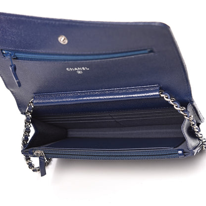 Chanel Caviar Quilted Wallet On Chain WOC Navy Blue 5 of 11