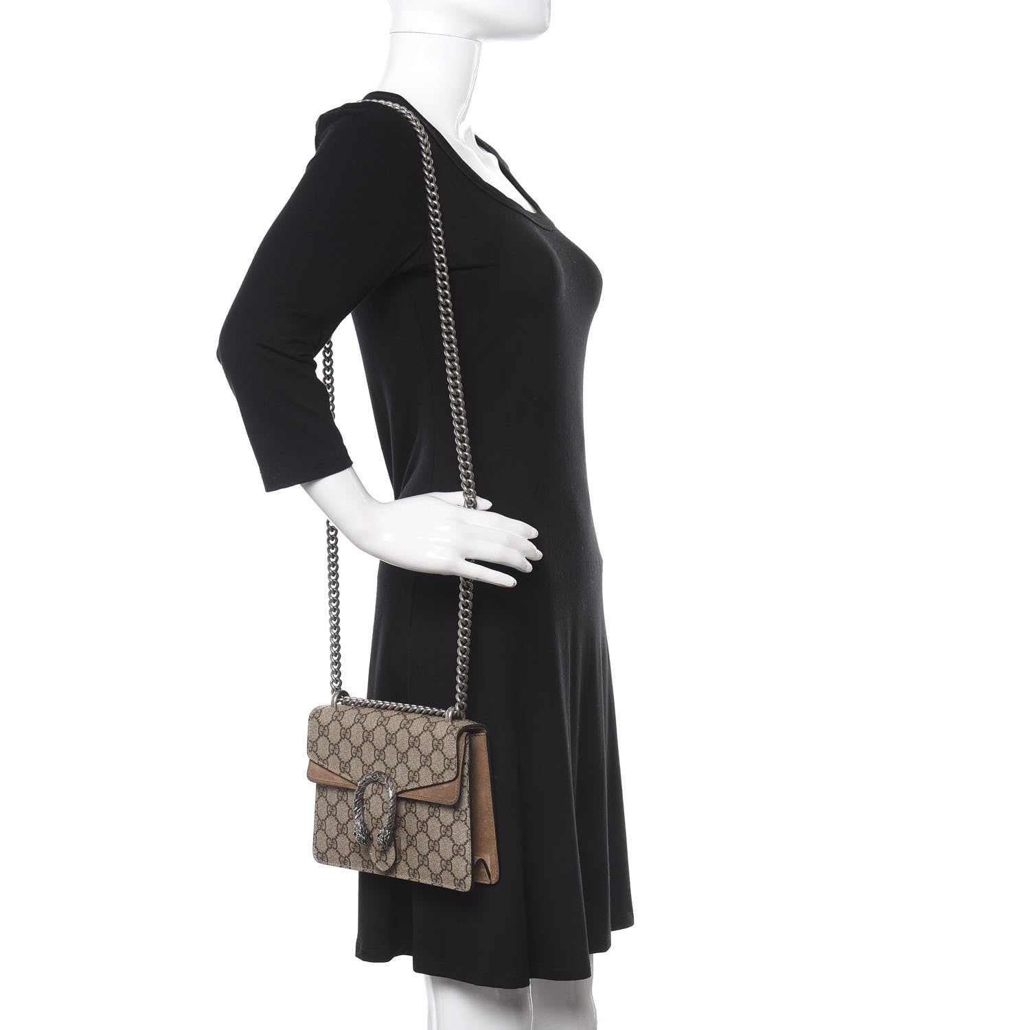Gucci GG Supreme Monogram Mini Dionysus Shoulder Bag Taupe 2 of 9