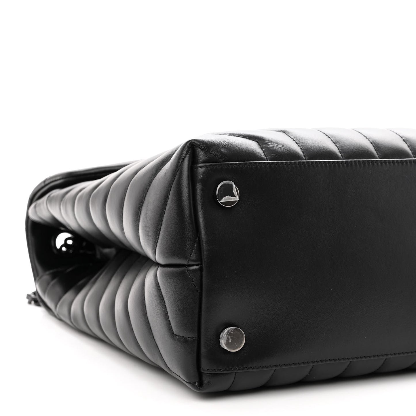 Calfskin Y Quilted Monogram Monochrome Large Loulou Chain Satchel Black