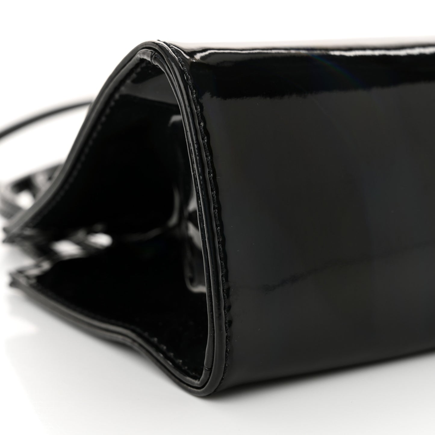 Patent Vegan Leather Small Shopping Bag Black Rainbow
