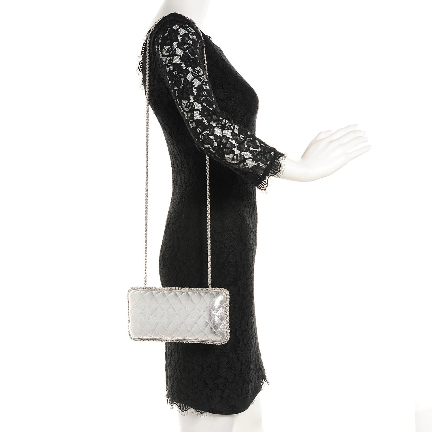 Chanel Metallic Lambskin Small Chain Around Clutch Silver 2 of 7