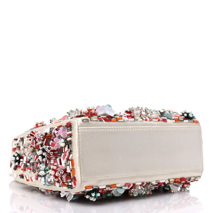 Christian Dior Satin Lambskin Sequin Embroidered Mini Lady Dior White Multicolor 4 of 14