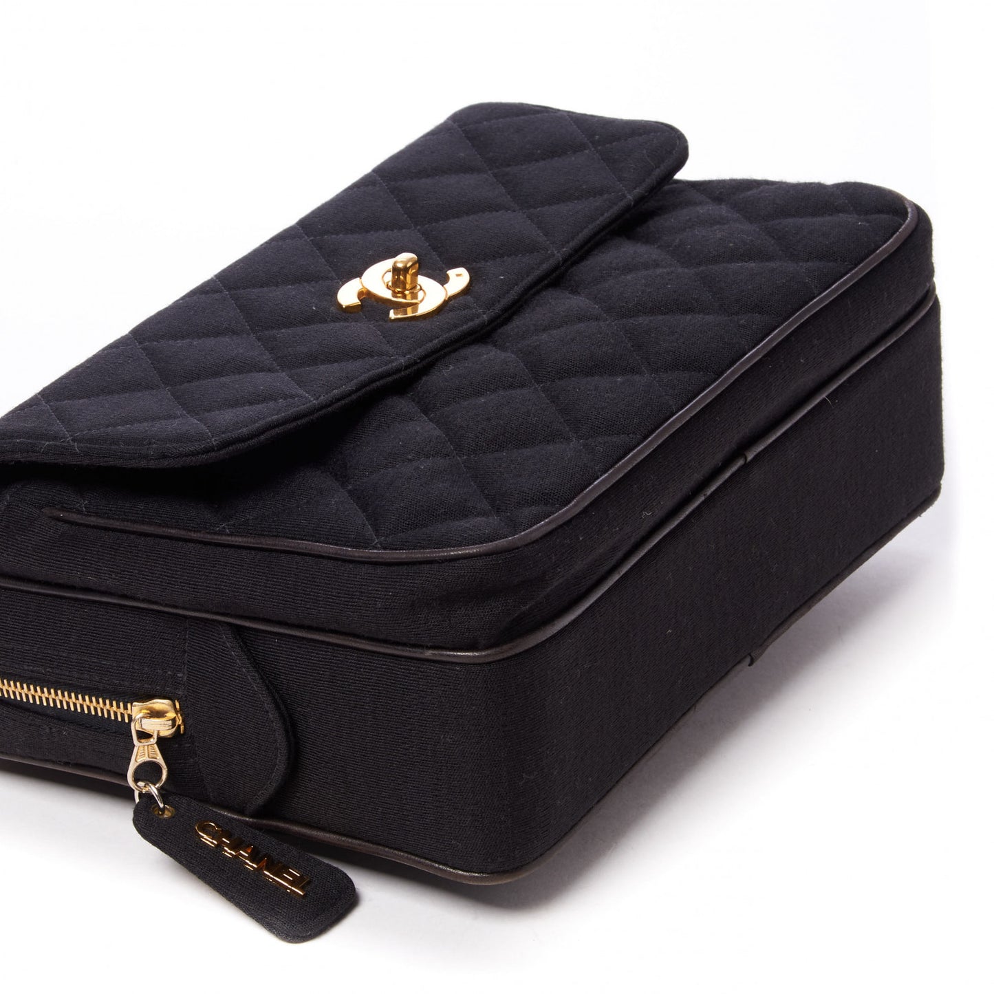 Jersey Quilted CC Shoulder Bag Black
